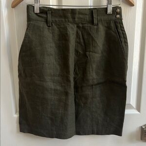 AnnTaylor Olive Green 100% linen made in the USA skirt